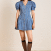 adeline denim mini dress - laser check
