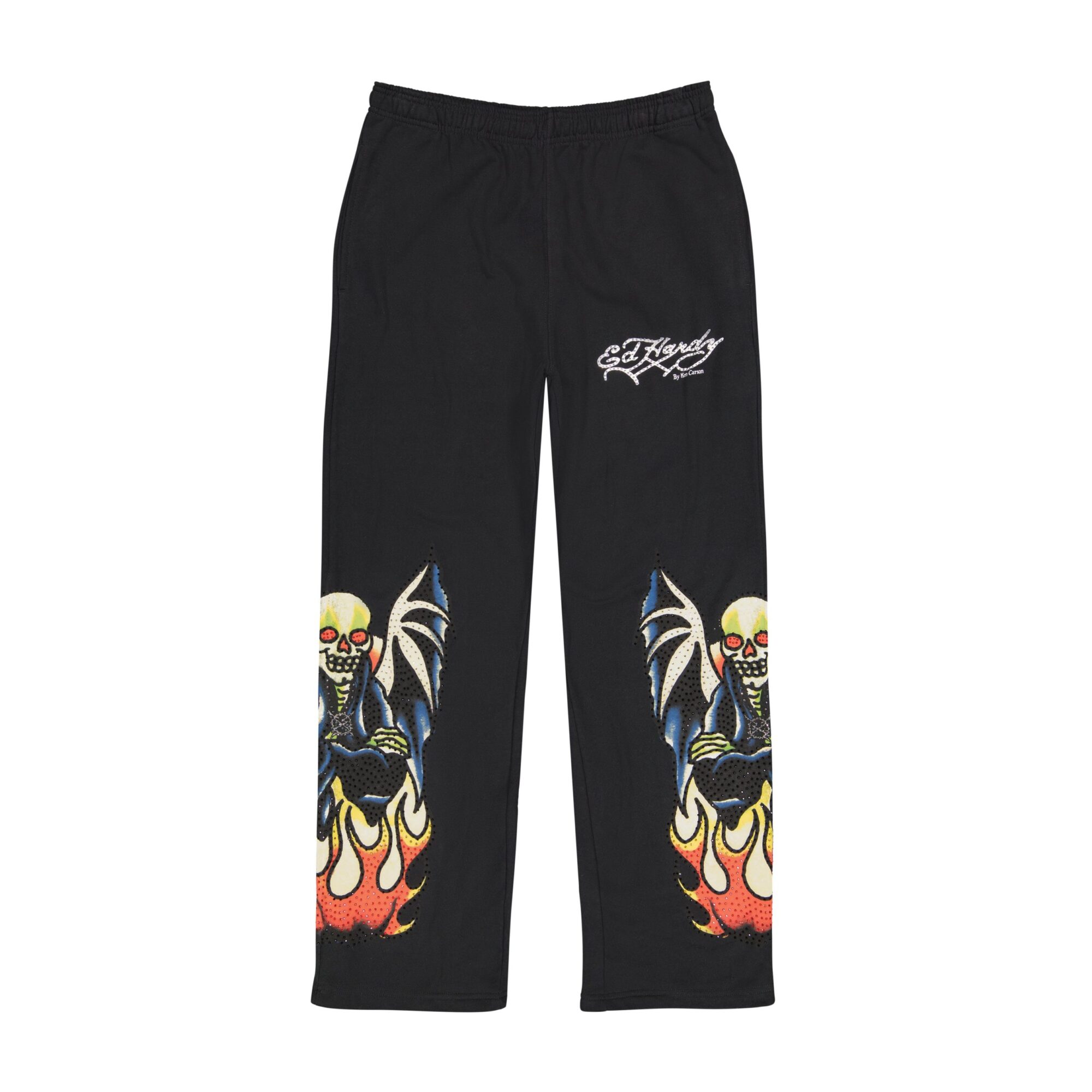 Xman Mens Rhinestone Baggy Sweatpant Black - L, Black #710038