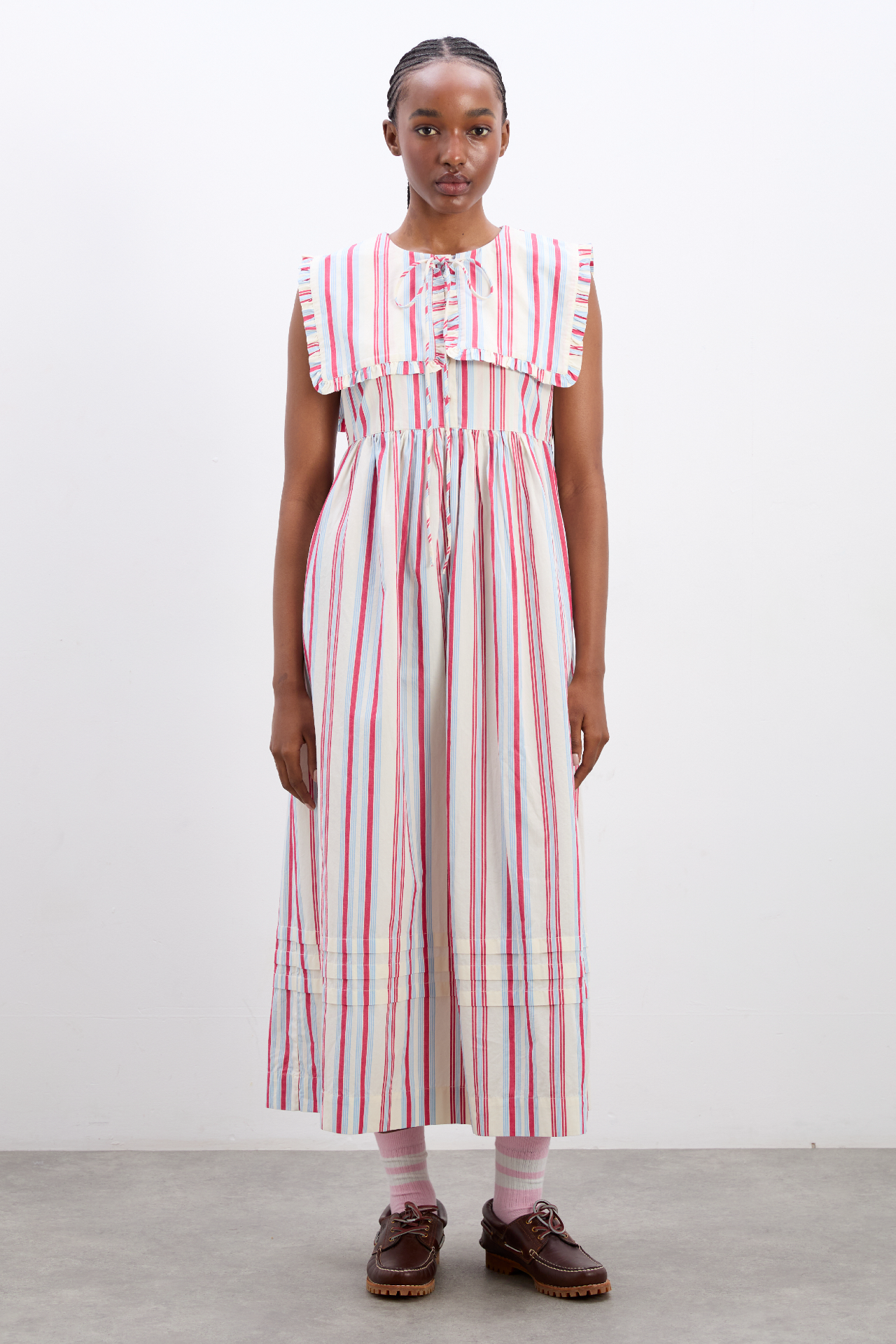 josephine midi dress - butter cherry stripe