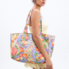 printed canvas tote- orange fruit wrapper