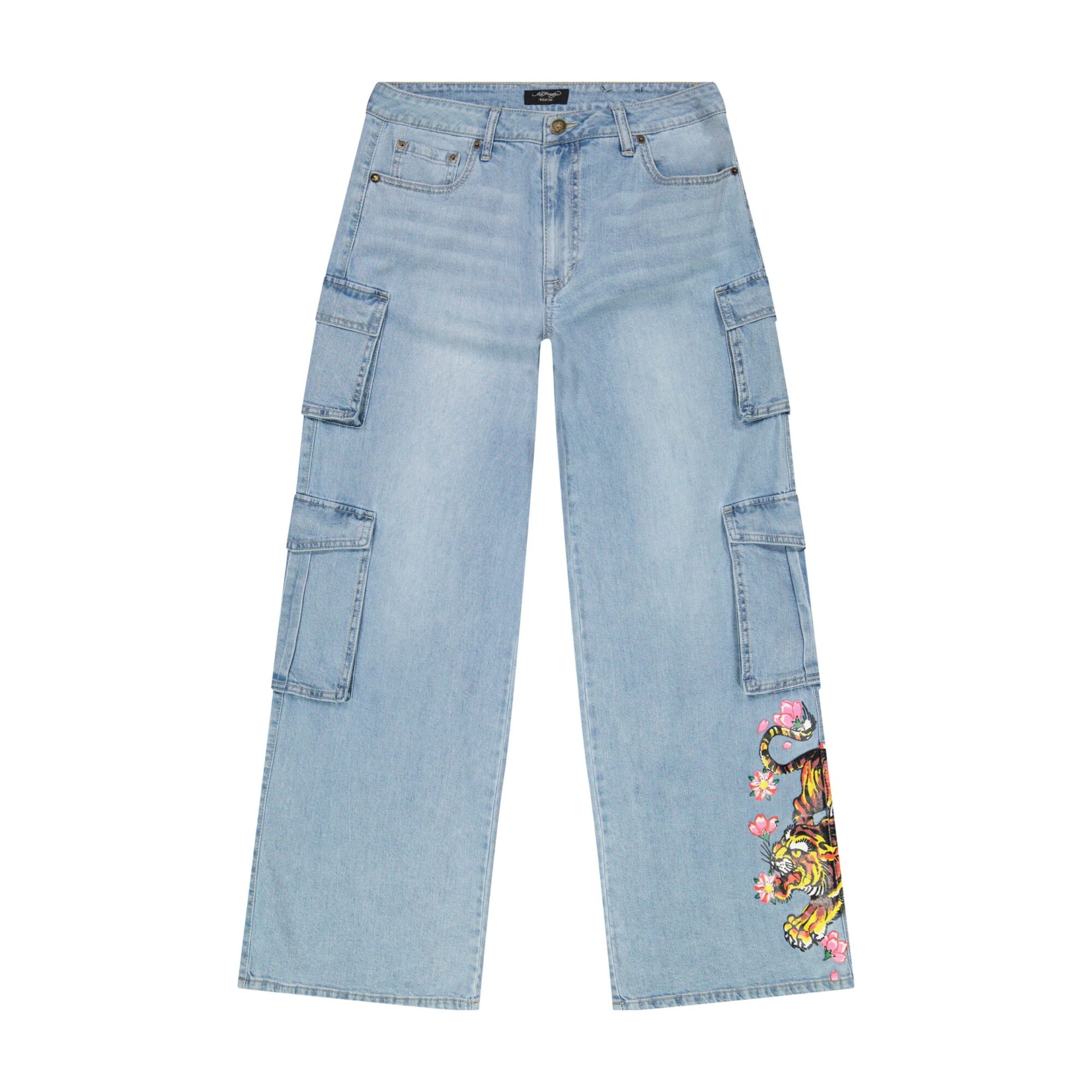 Tiger Flowers Cargo Jean - 28, Retro Light Wash #921788